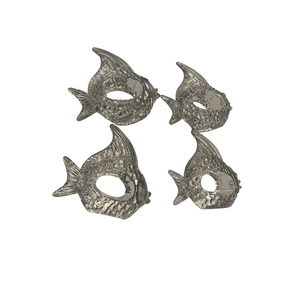 Crystal Fish‎ Napkin Rings Set of 4, Nautical Coastal Table Decor